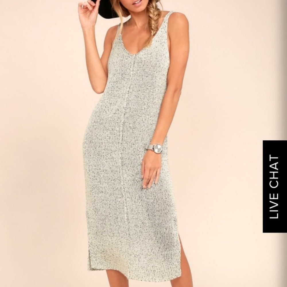 LuLu’s Midi Tank Knit Sweater Dress Grey